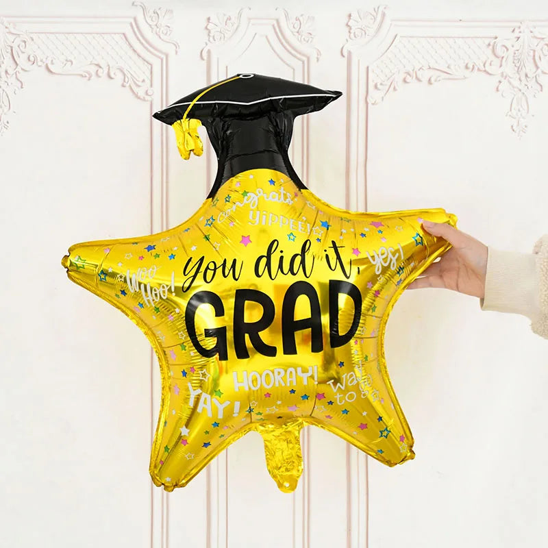 Graduation Balloon Gold Black Doctor Helium Foil Balloons Congratulation Graduation High School 2025 Graduation Party Decoration