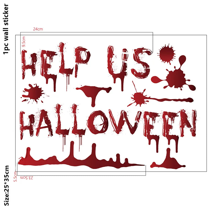 Halloween Window Bathroom Decor Horror Bloodstain Wall Sticker Bloody Handprint and Footprint Wall Decal Haunted House Decor