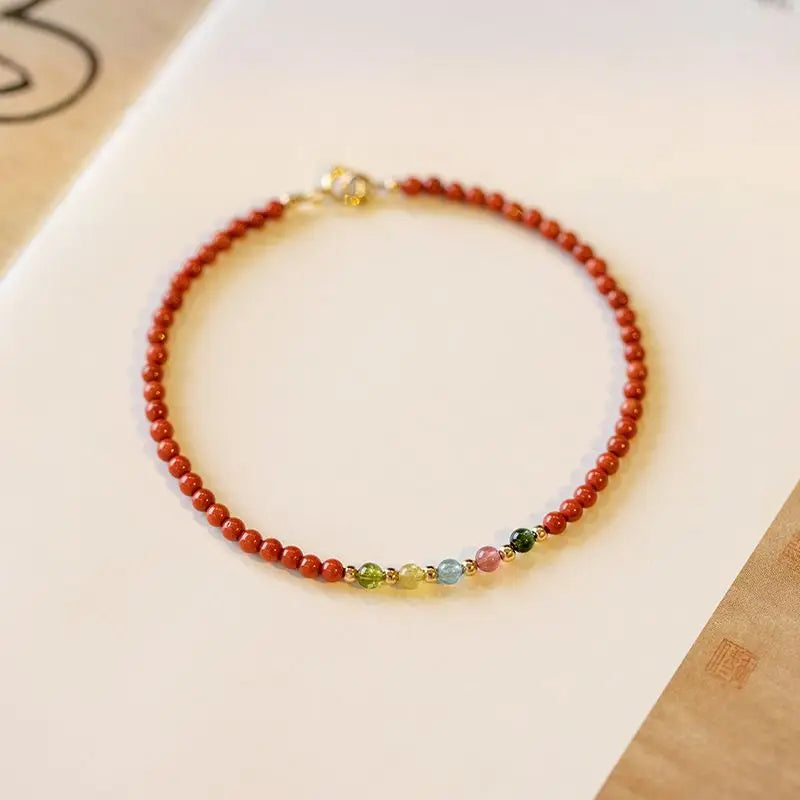 Natural South Red Agate Attract Wealth Red Bracelet Women's Superfine Tourmaline HandString Solicit wealth Money drawing Fortune