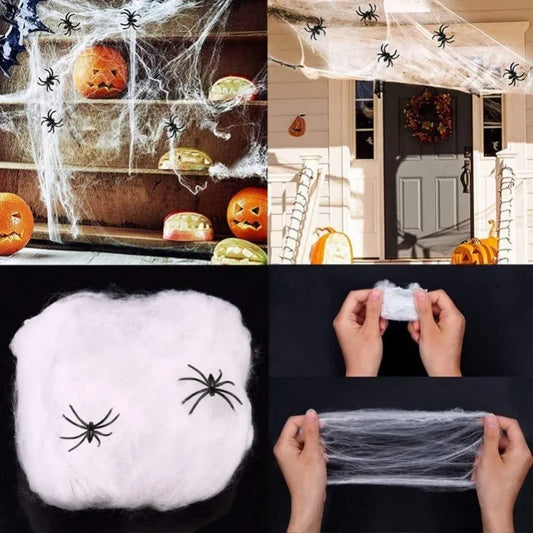 Super Giant Stretchy Cobweb Spider Web Decor Ideal for Halloween Party Haunted House Scary Props Horror Yard Outdoor Decoration