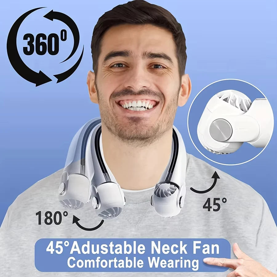 Portable Neck Hanging Fan With Usb Charging Adjustable Bladeless Turbofan Bladeless Student Dormitory Home Outdoor Cooling