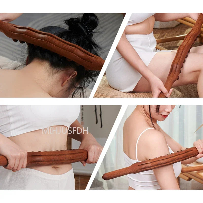 20/8 Beads Gua Sha Massage Stick Back Massage Tendons Wood Scraping Stick Point Treatment Gus A Sha Tool Muscle Relaxing