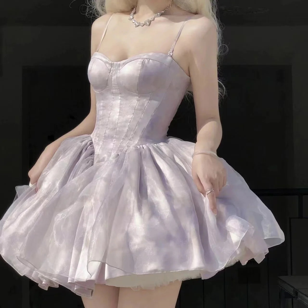 French Style Flower Wedding Dress Lolita Sweet Girl Women Fairy Tube Top Sling Dress with Long Cardigan Birthday Princess Dress