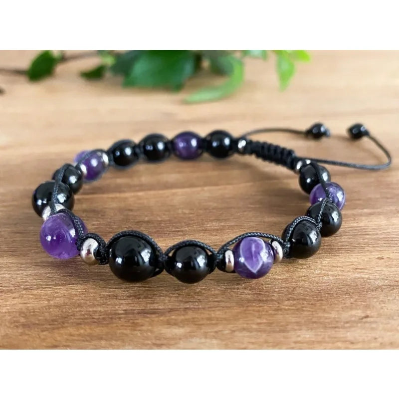 Black tourmaline amethyst bracelet