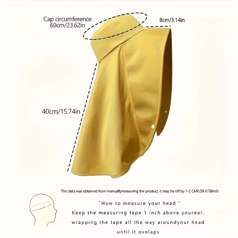 Full face sun protection large brim shawl sun hat women's neck protection integrated UV protection face covering fisherman's hat