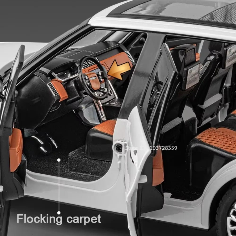 1:18 RS7 Range Rover Alloy Car Model Diecast Toy Sound Light 6 Doors Opened Shock Absorption Miniature Vehice Kid Christmas Gift