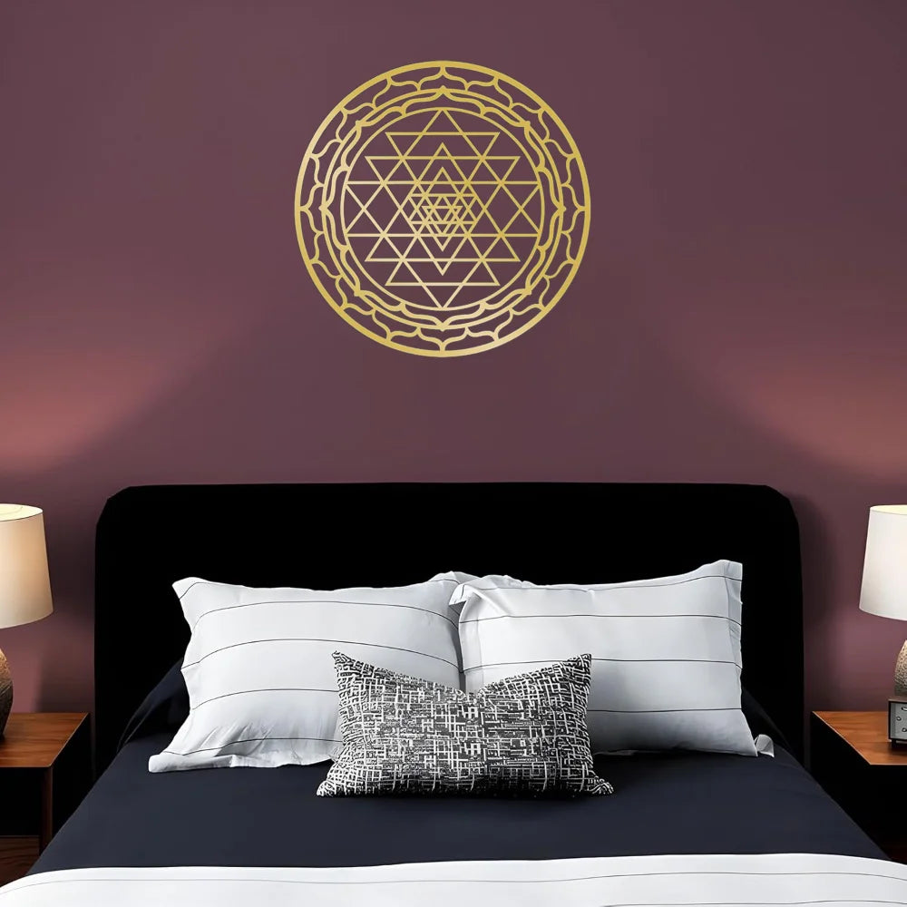Sacred Yantra Mandala Metal Wall Sculpture | Divine Geometry Circular Decor | Halloween & Christmas Gift