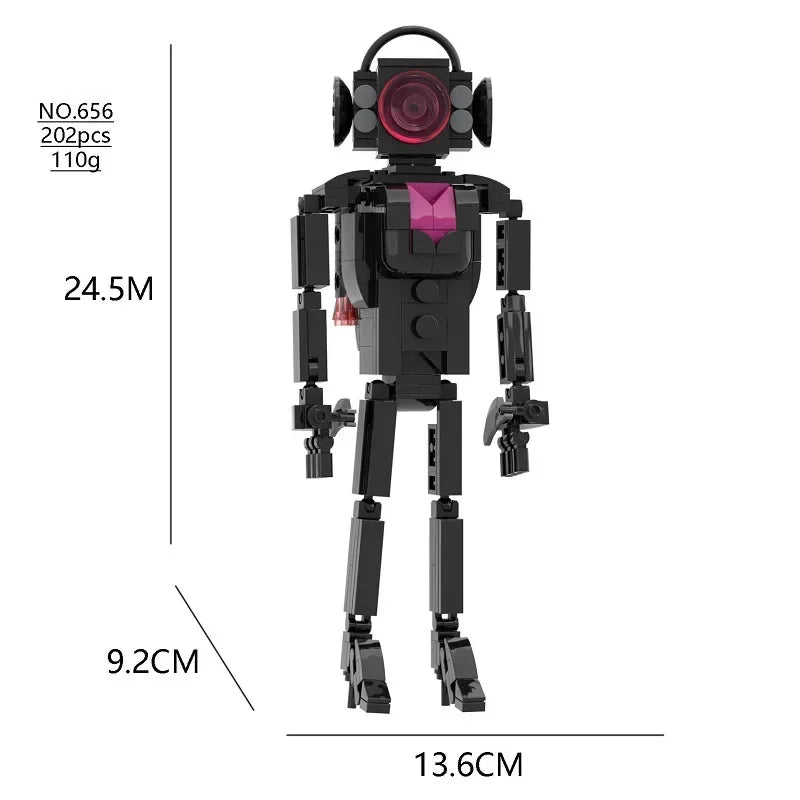 New Skibidi Toilet Titan Guitor Speaker Man Building Blocks Set With Battle-axe Creative DIY Bricks Toys For Boys Christmas Gift