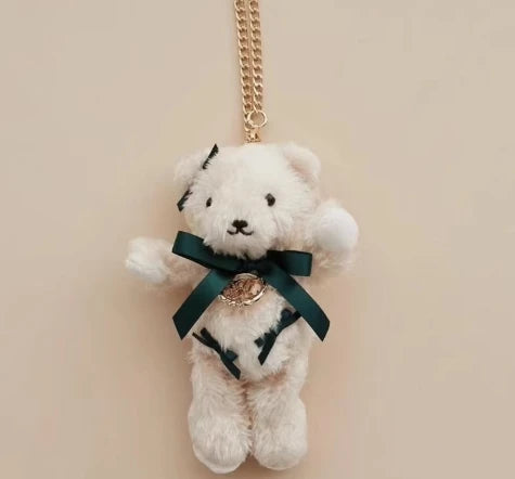 Japanese New Sweet Cute Rabbit Bear Rhinestone Bow Pendant Sweet Kawaii Girl Female Bear Bag Charm Pendant Keychains