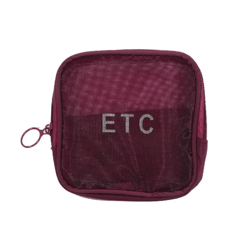 Transparent Mesh Makeup Bag Women Travel Toiletry Wash Cosmetic Bag Storage Case Letter Printed Zipper Make Up Bags 3 Size