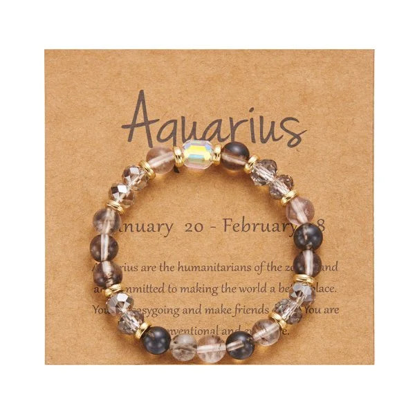 Fashion 12 Zodiac Crystal Beaded Bracelet Aries Taurus Gemini Cancer Leo Virgo Libra Scorpio Aquarius Pisces Women Jewelry Gift