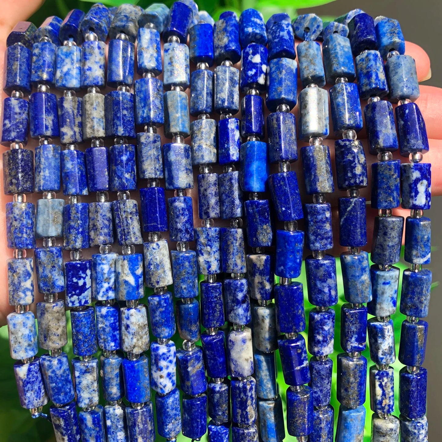 Natural Stone Bead Black Tourmaline Cylinder Shape Loose Spacer Beads for Jewelry Making DIY Bracelet Necklace Accessories 7.5''