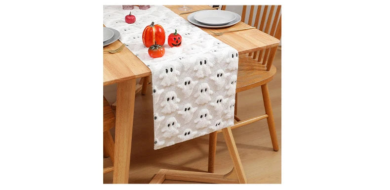 Halloween Ghost White Table Runner Fall Pumpkin Party Dining Decorations Christmas Dining Table Harvest Decor