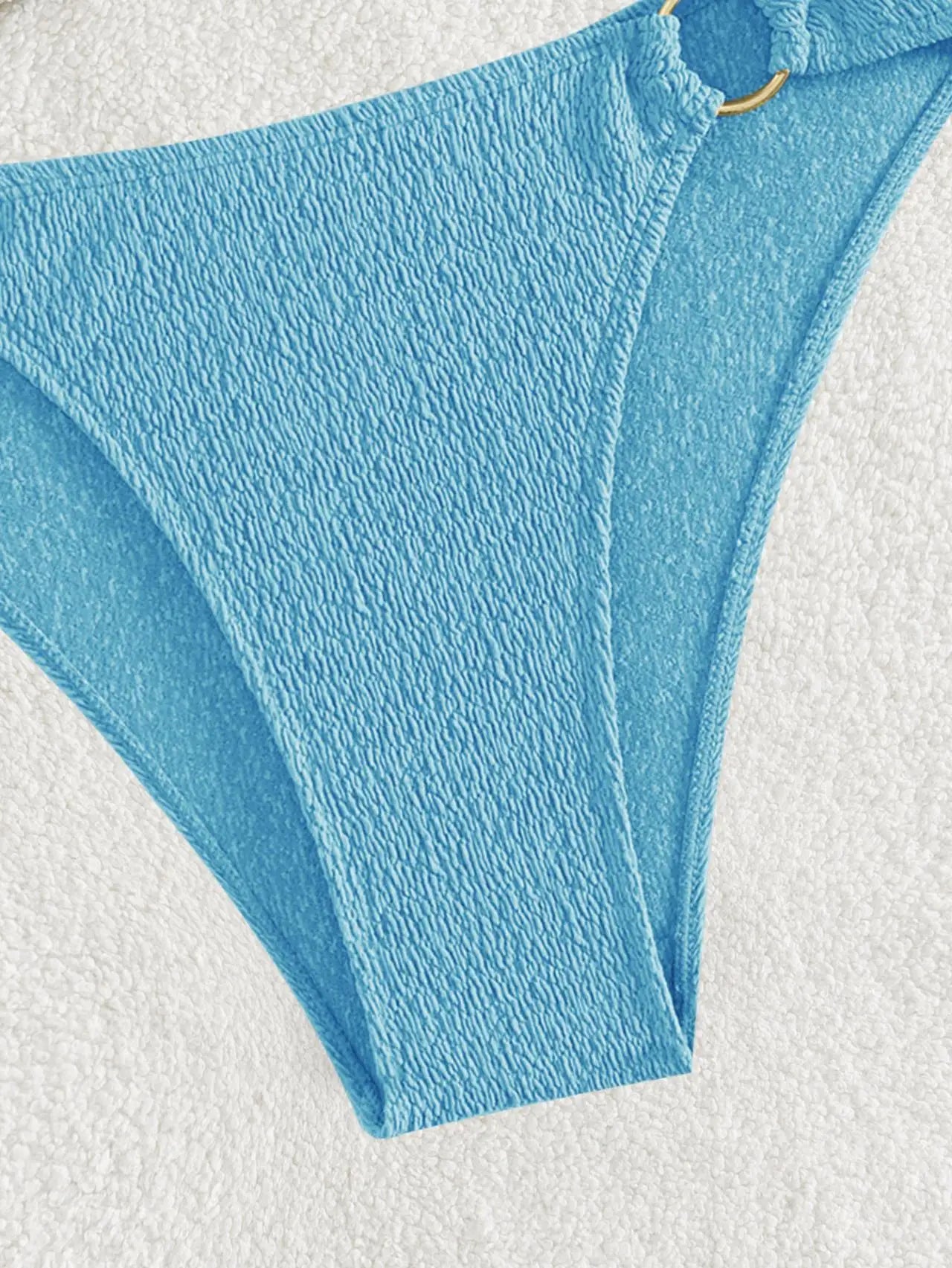 Sexy Bandeau Bikinis Sets Women Metal Ring Linked Push Up Micro Swimsuit 2025 Solid Bathing Suit Thong Swimwear Trajes De Baño