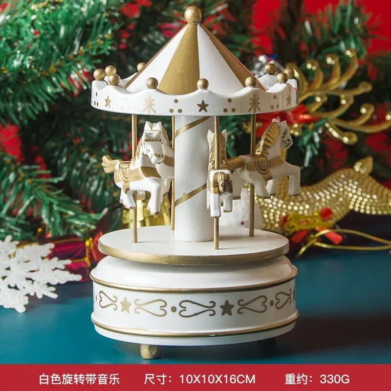 Christmas Decoration Ornaments Carousel Octave Box Music Box Birthday Gifts for Kids New Year Decorations Home Christmas Gift