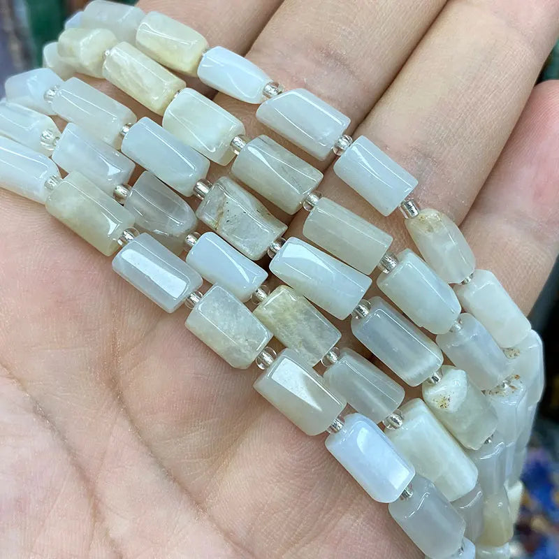Natural Tourmaline Apatite Emerald Agates Amethysts Jades Cylinder Stone Spacer Beads for Jewelry Making DIY Bracelet 7.5inch