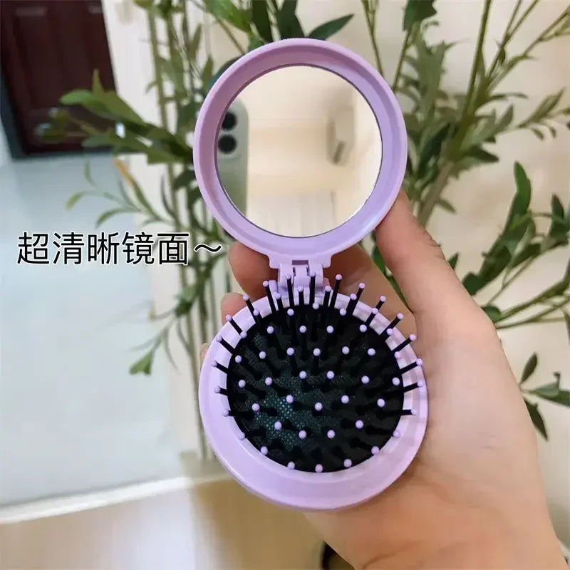 New Hello kitty Kuromi My melody  cartoon foldable comb mirror one-piece creative student portable dormitory make-up mirror