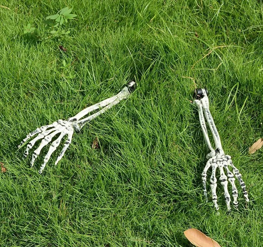 1-4PCS Halloween Simulation Skeleton Hand Prop Halloween Yard Floor Insert Ghost Hand Hand Bone Ghost Festival Dress Up Props