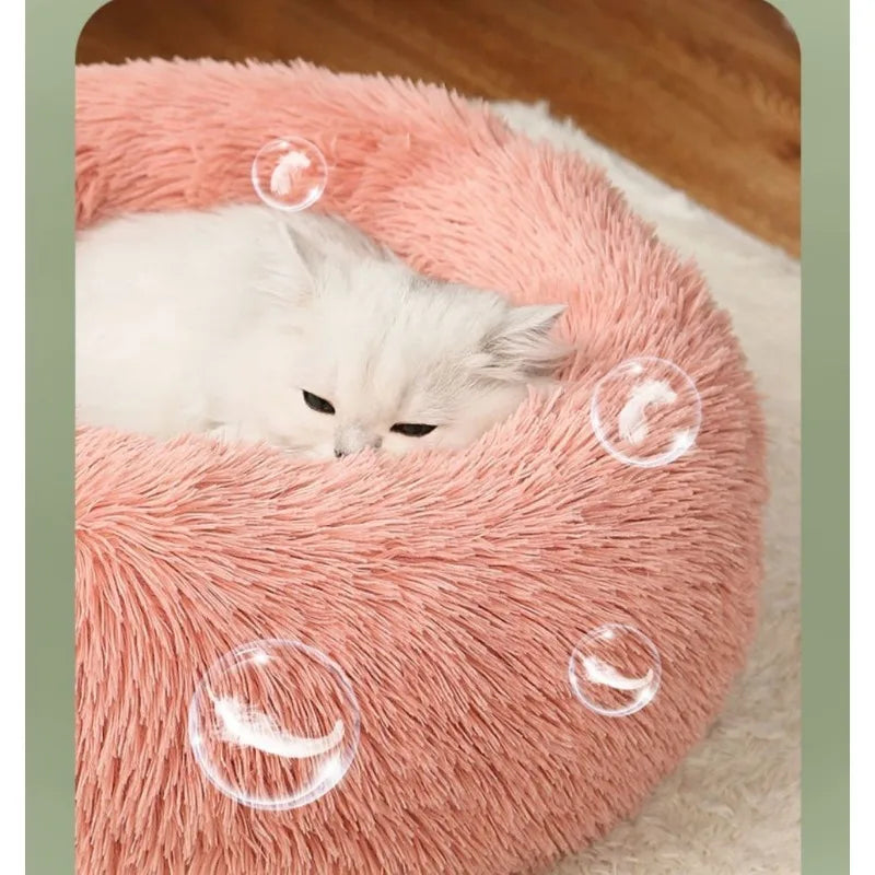 40-70cm Home Plush Pet Nest Super Soft Warm Detachable and Washable Round Pet Bed for Dog and Cat House Winter Warm Sleeping