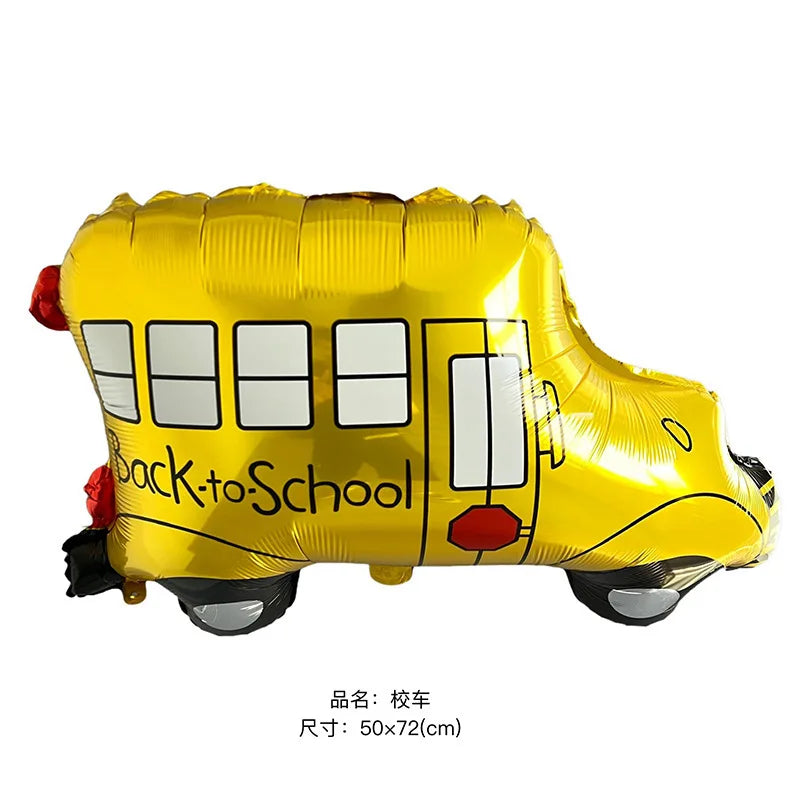 Back To School Student Stationery Bus Schoolbag Rubber Pencil Foil Balloon Babyshower Decoration Child Birthday Party Globos