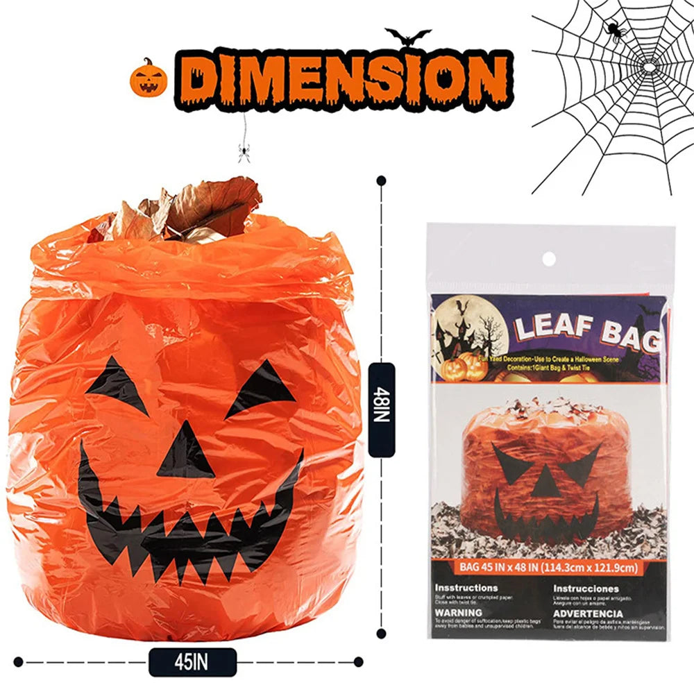 Large Halloween Pumpkin Plastic Garbage Leaf Bags For Home Outdoor Garden Yard Decoration Lawn Bag Happy Halloween Party Props