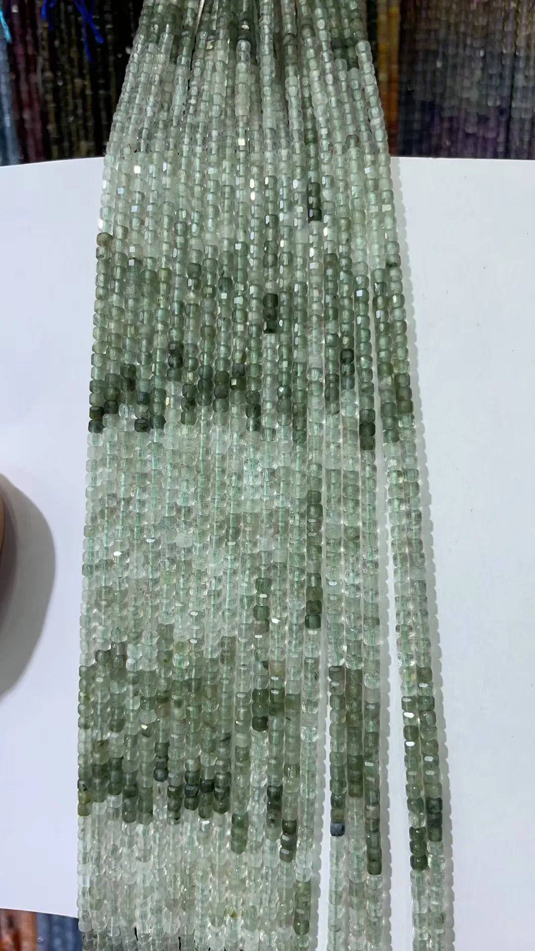 Natural Rainbow Tourmaline Cube Faceted 2.5X2.5mm Length38.5cm