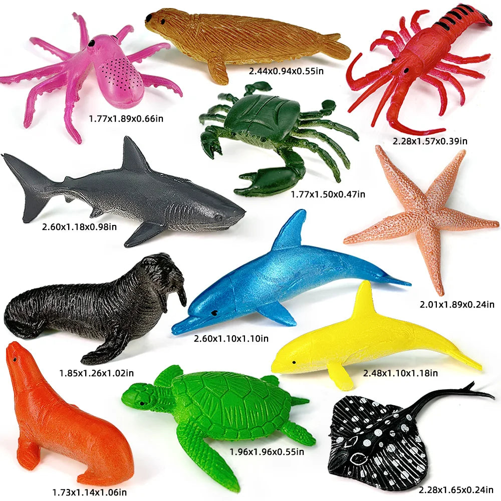 Solid core plastic Marine animal Submarine biological model starfish shark model storage box set Educational toys Christmas gift