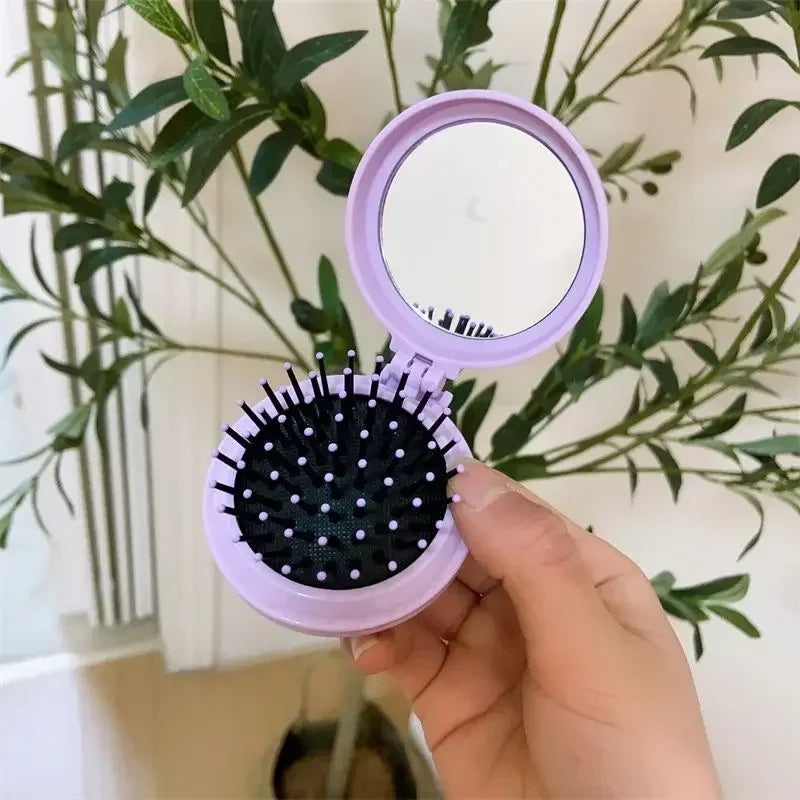 New Hello kitty Kuromi My melody  cartoon foldable comb mirror one-piece creative student portable dormitory make-up mirror