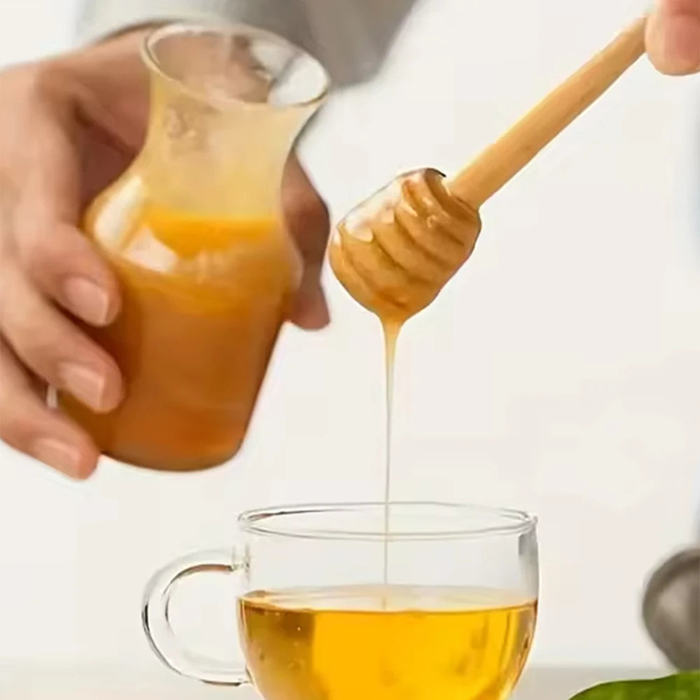 10/20/40Pcs Wooden Honey Dipper 8cm Honey Stirrers Jam Stir Sticks for Honey Jar Dispense Drizzle Honey Christmas Gift