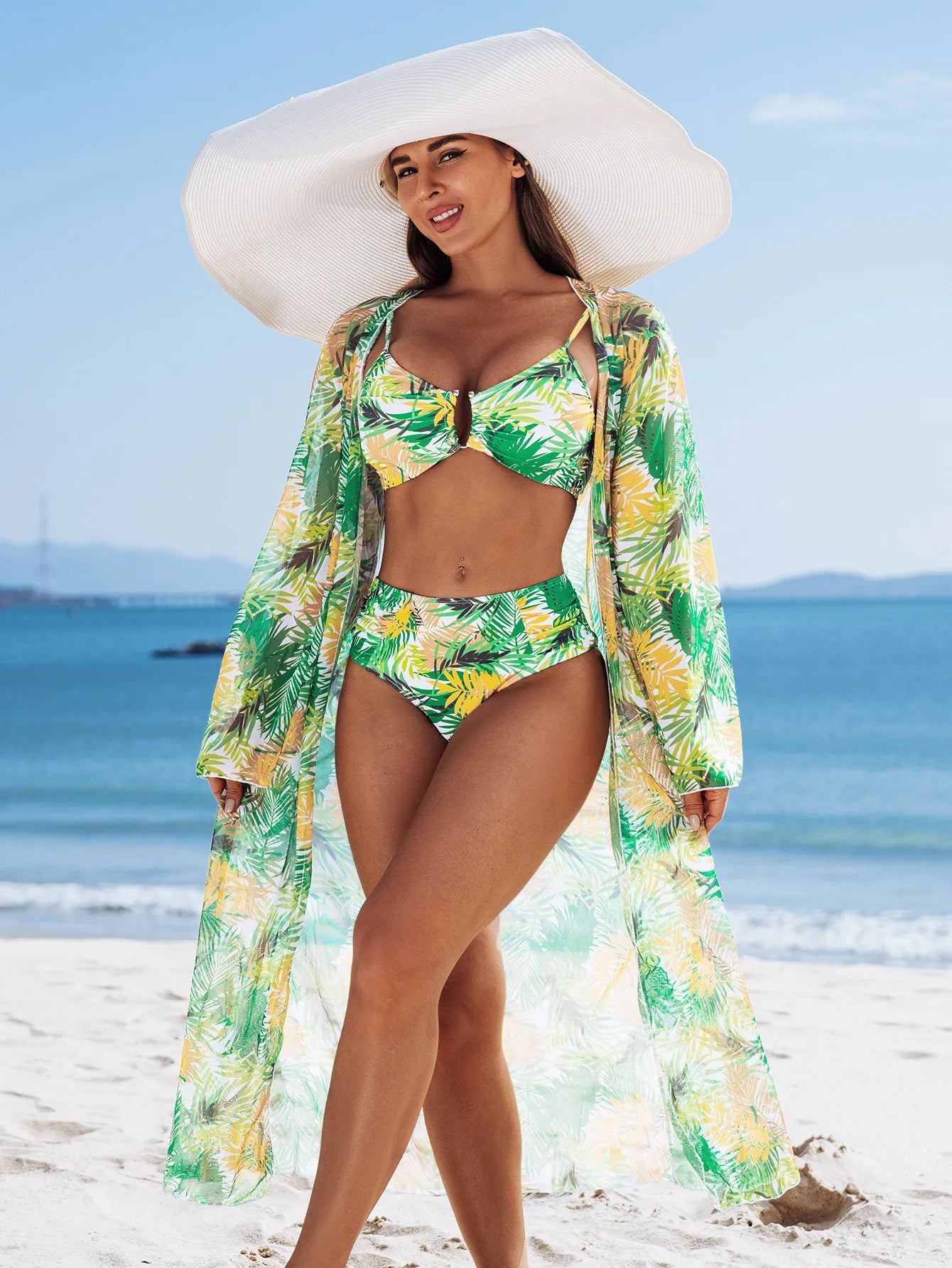New Sexy Print Bikinis Female Swimsuits Three-Piece Women's Swimwear Beach Swim Wear High Waist Bathing Suits Pool Bather 2025