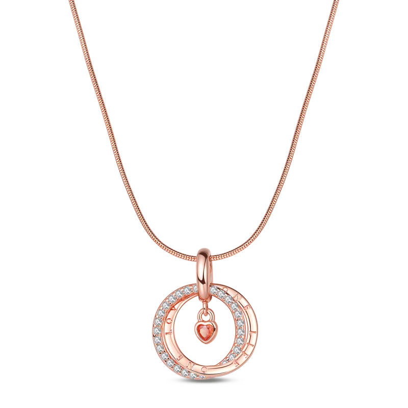 Hot Sale Original 925 Sterling Silver Colorful Bow Tie Necklace Red Heart Pendant Round Necklace Classic DIY Fine Christmas Gift