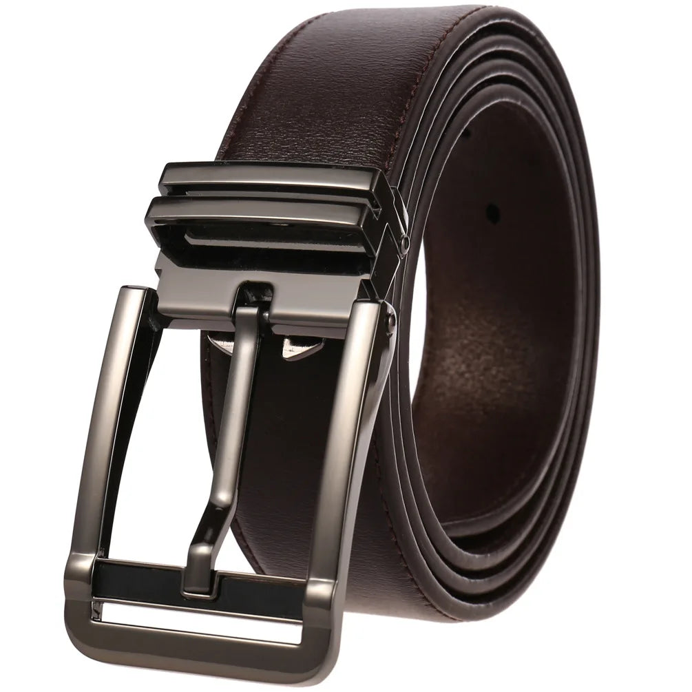 New Men's Belts Business Simple Pin Buckle Genuine Leather Men's Belt Luxury High Quality Casual Male Waist Band Cowhide 3.5cm