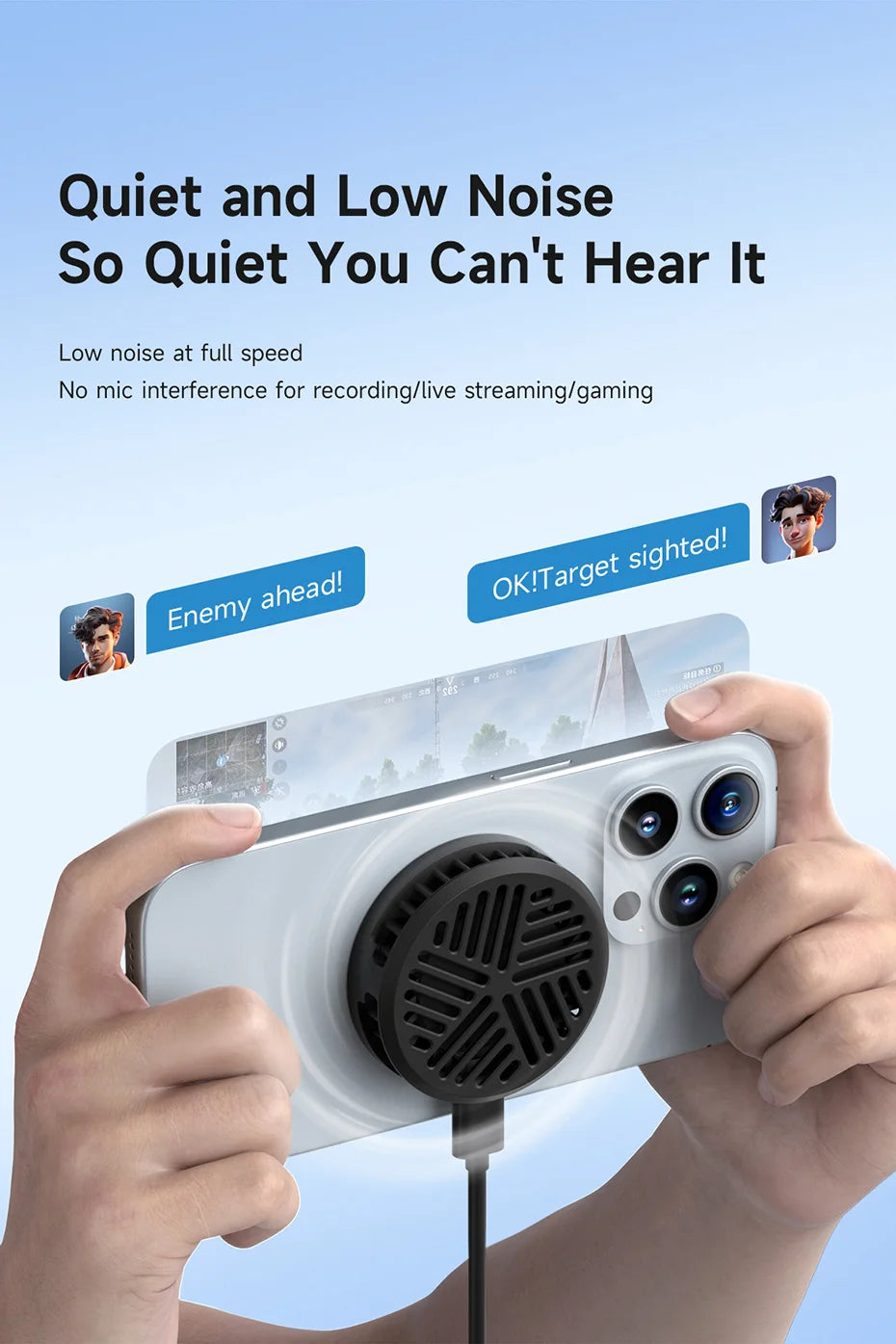 Hagibis Magnetic Cell Phone Cooler Universal Cooling Fan Mobile Phone Radiator for iPhone 15 Pro Black Shark Gaming Live Stream