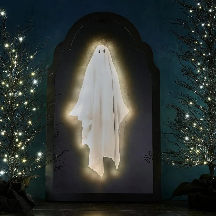 Halloween Ghost Mirror Night Light Cute Halloween Home Accessories Spooky Halloween Hologram Ghost Prank Decor 35*20cm/50*24cm