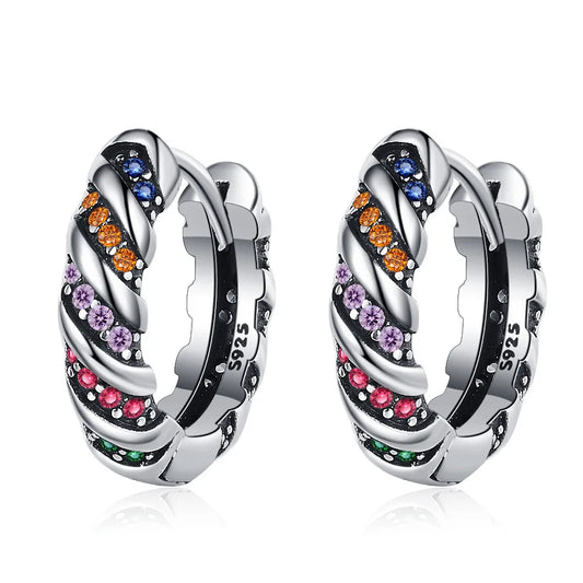 925 Sterling Silver Rainbow Zircon Ring Earrings For Women Wedding Luxury Designer Jewelry Accessories Wholesale