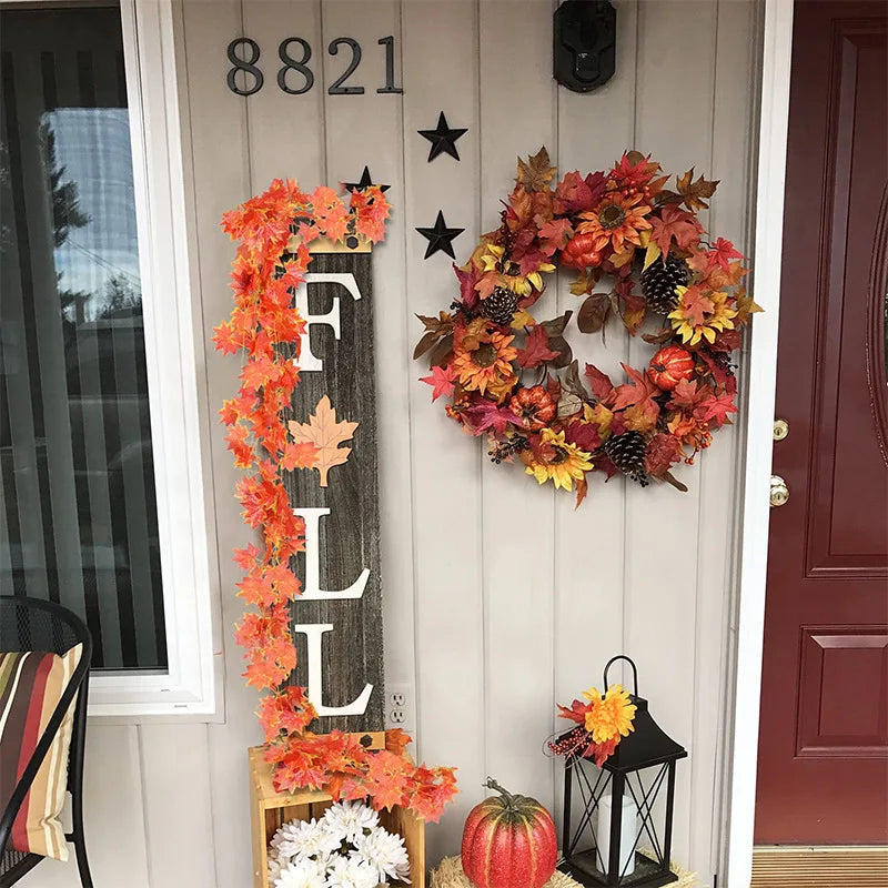 5/10Pcs 230CM Autumn Artificial Maple Leaves Vine Fake Plant Leaf for Home Decor Garden Halloween Decoration Outdoor Ornament