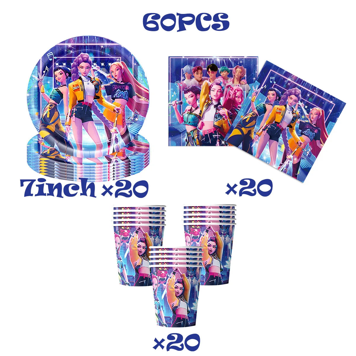 K-Ppop Demon Hunter Party Favor Disposable Tableware Set Backdrop Banner Slap Bracelets Baby shower Birthday Christmas Gift