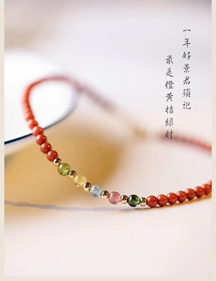 Natural South Red Agate Attract Wealth Red Bracelet Women's Superfine Tourmaline HandString Solicit wealth Money drawing Fortune