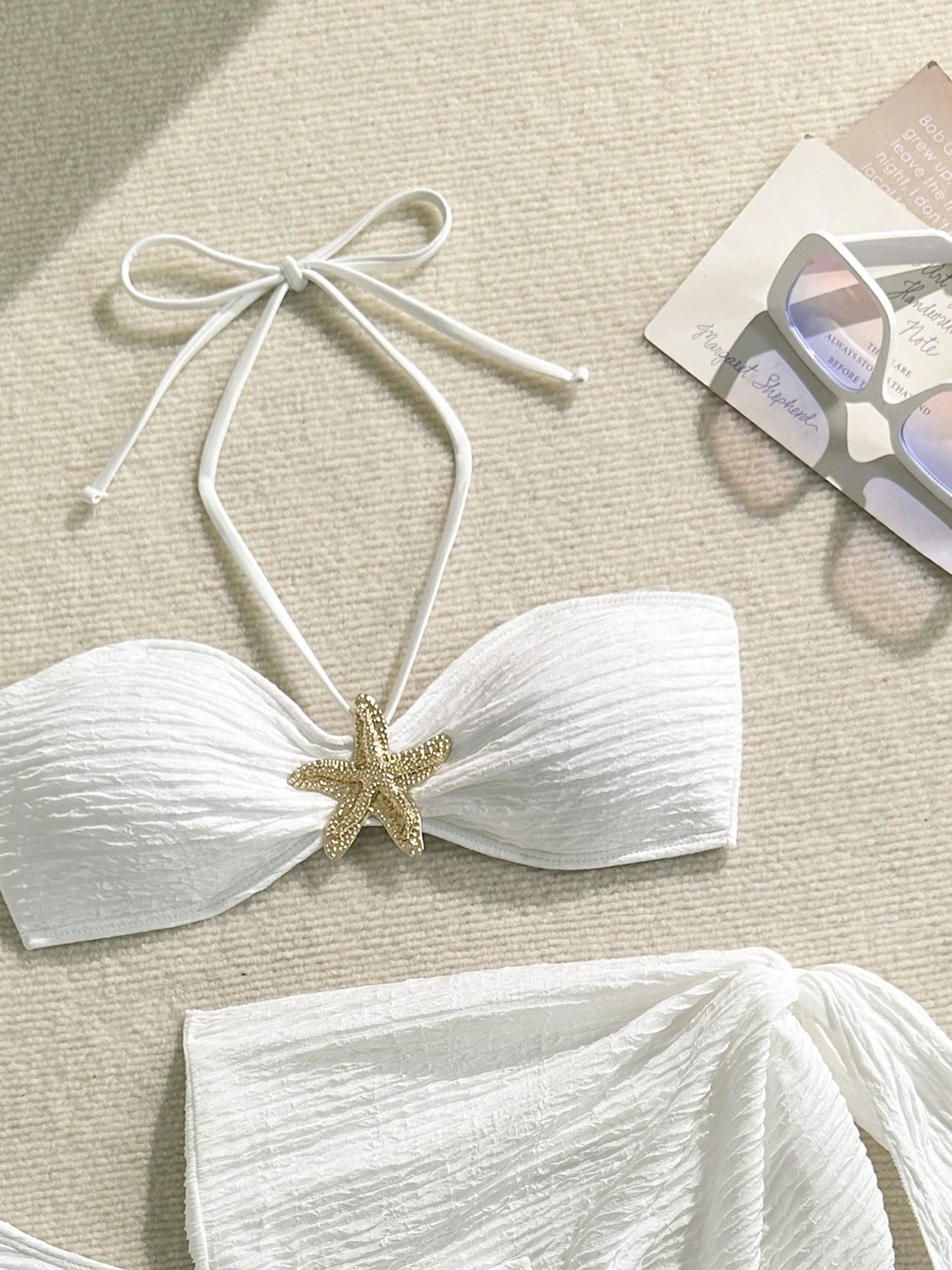 Sexy Metal Starfish Bikinis Set Women Brown Bandeau Push Up Mesh Skirt 3 Piece Swimsuit 2025 Beach Bathing Suit Holiday Swimwear