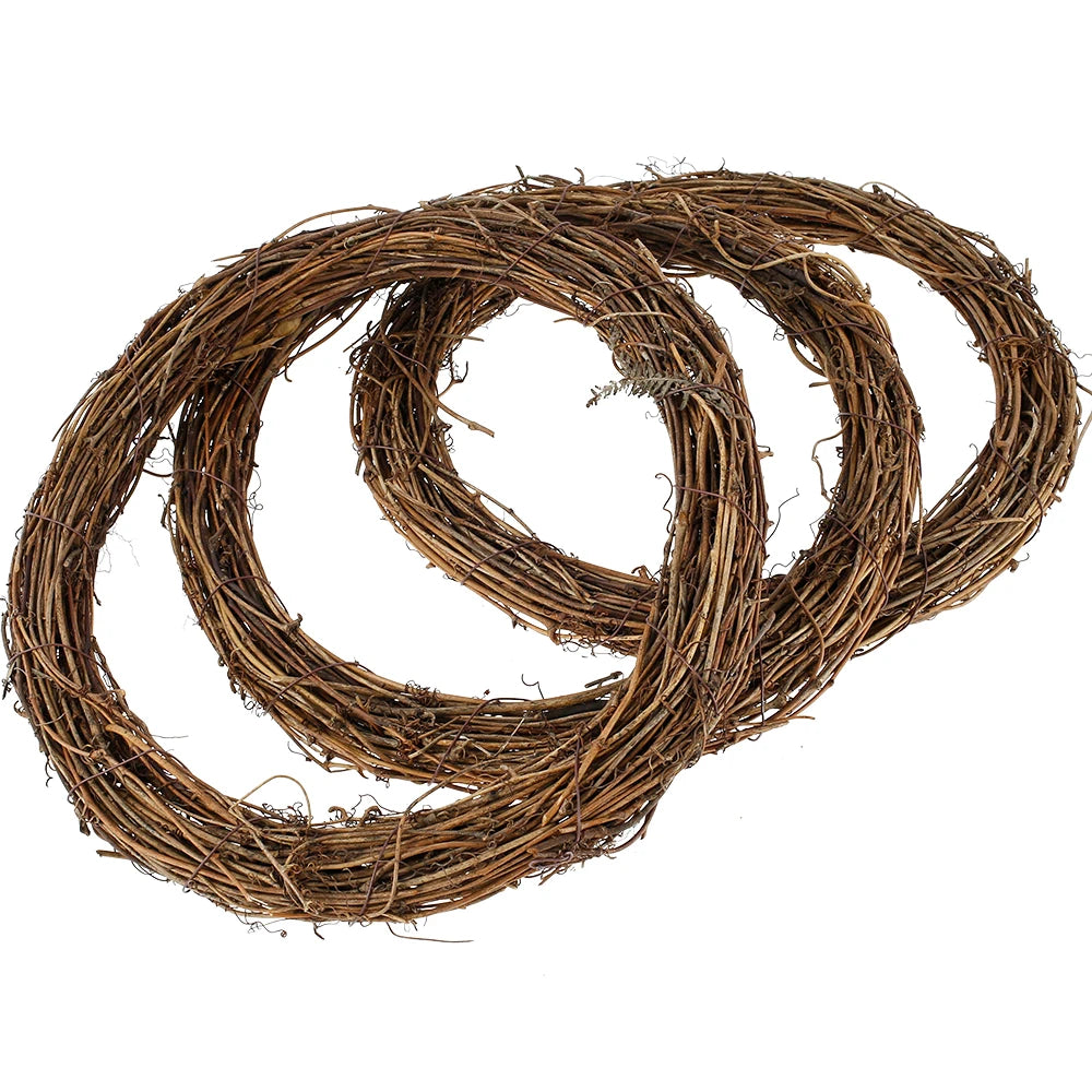 3/5Pcs Round Natural Rattan Wreath Stem Branch Ring Garland Wedding Birthday Party Decor Supplies Christmas Gift 15//20/25/35cm