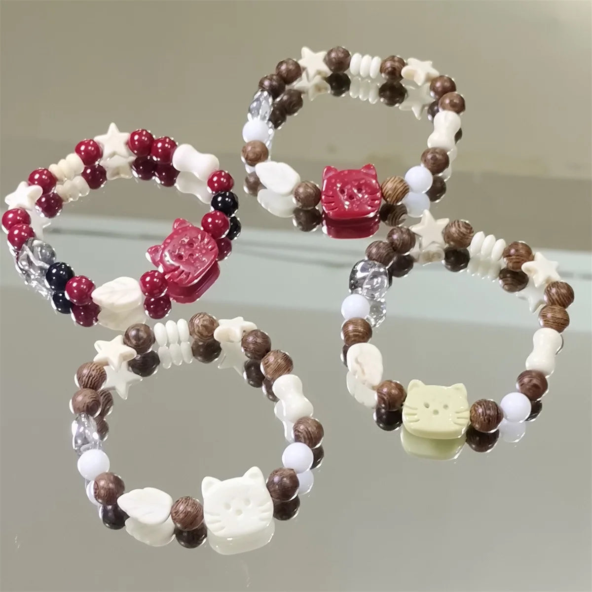 Handmade Ceramic Star Cat Bracelet Cartoon Korean Style Fresh Bracelet Jewelry Accessories Bead Cute Bead Bracelet Women