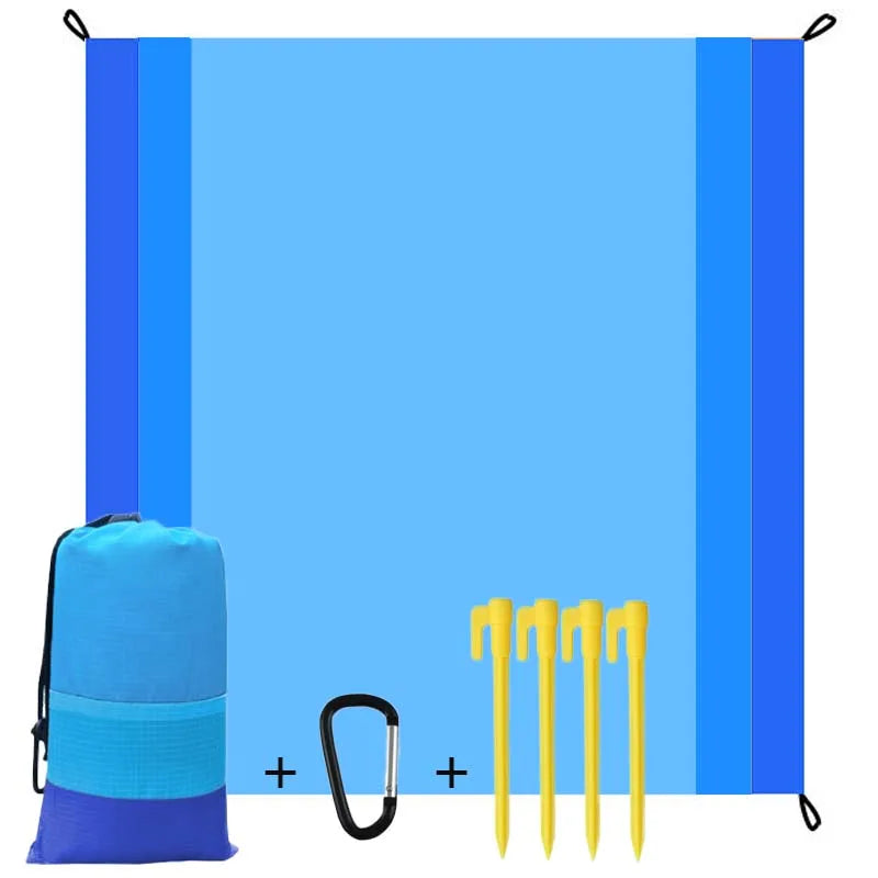 Oversized Sandproof Beach Picnic Mat Waterproof Pocket Beach Blanket Outdoor Tent Sunscreen Foldable Lightweigh Beach Towels