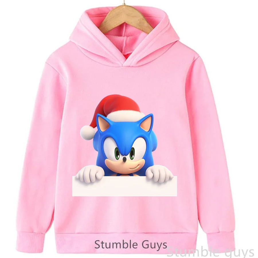 Anime Sonic Kids Hoodie Trucksuit Autumn Boys Girls Cartoon Clothes Christmas Gift Trendy Match Cardigan Sweatshirt