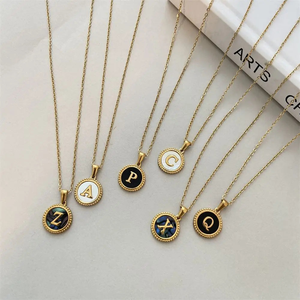 CARLIDANA Chunky 18k Gold Plated Bubble Letter Pendant Necklace Large Hollow PVD Gold Plated Initial Letter Necklace for Women
