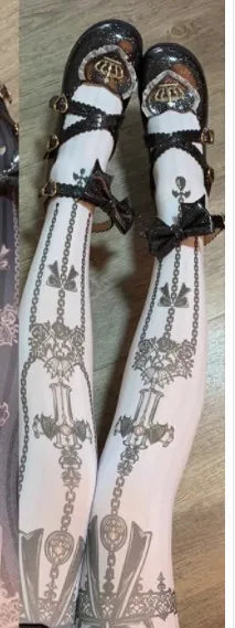 Multicolor Gothic Style Original Retro Printing Pantyhose Girls Lolita Socks Spring Fall Women's Tights Stockings