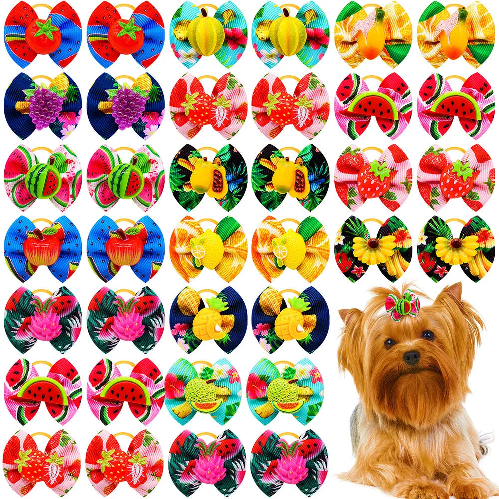Bulk Dog Hair Bow Summer Fruit Small Dog Bows Fashion Hair Bows Rubber Cute Pet Dog Grooming Accessories For Small Dogs Cats