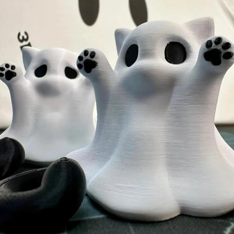 Mini Kitten Ghost Ornaments Halloween Feeling,Afraid of Cute Desktop Atmosphere Send Girlfriend Cat Gift Home Decoration Crafts