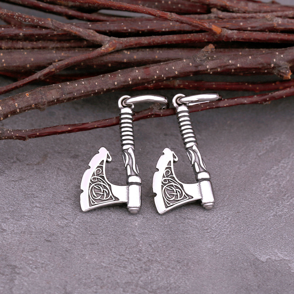 Hip Hop Punk Viking Axe Drop Earrings Fashion Celtic Knot Rune Amulet Earrings Rock Biker Boys Stainless Steel Accessories