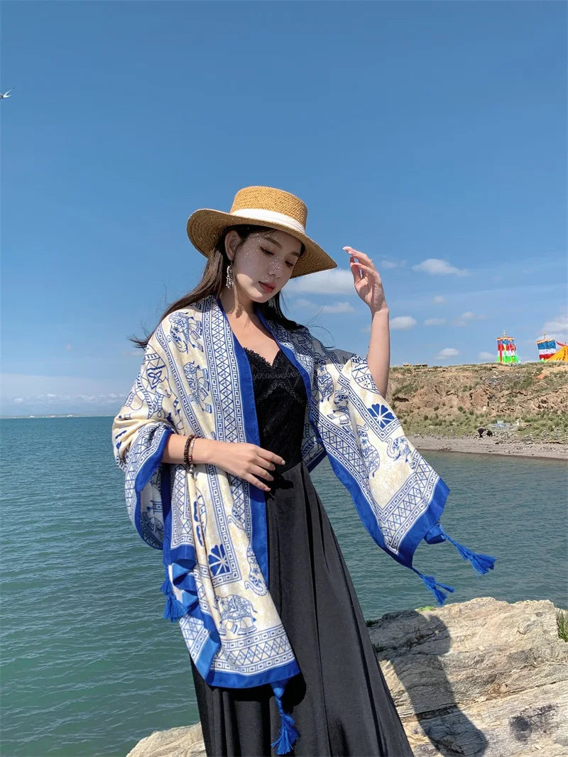 Travel Beach Sunscreen Scarves for Women Bikini Large Sarong Wrap Scarf Brazilian Swimsuit Bathing Cover-ups 17 Styles 90x180cm