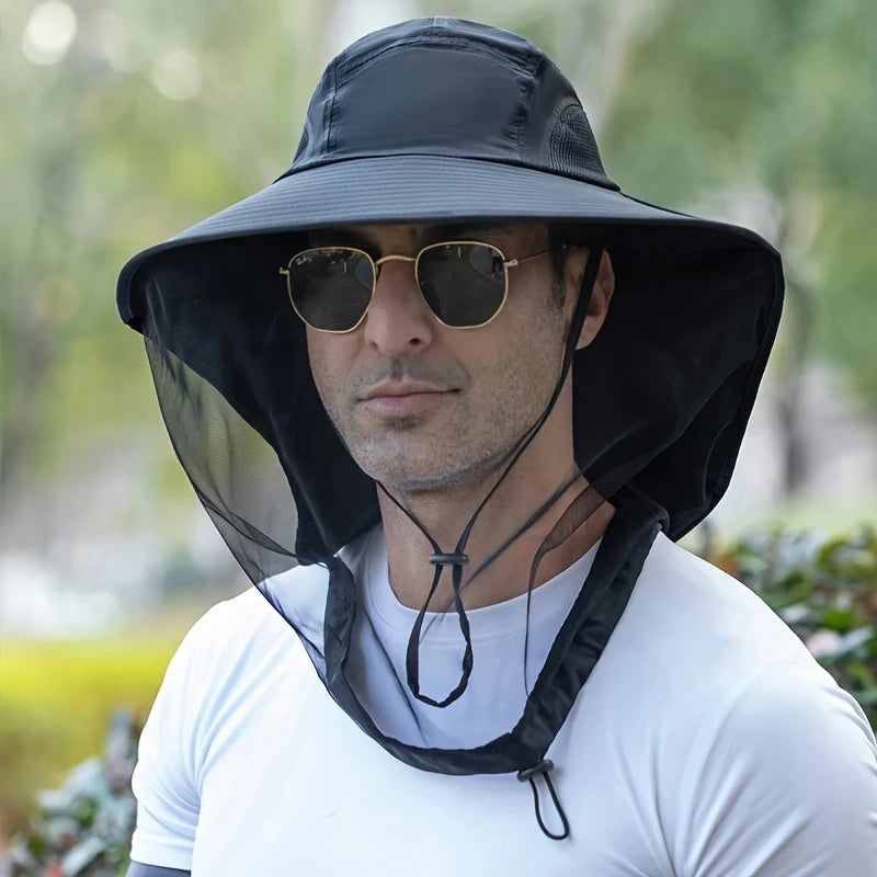 Outdoor Mosquito Repellent Hats - Sun Protection, Breathable Mesh Mask, Face Cover, Suitable for，mountaineering，Night Fishing